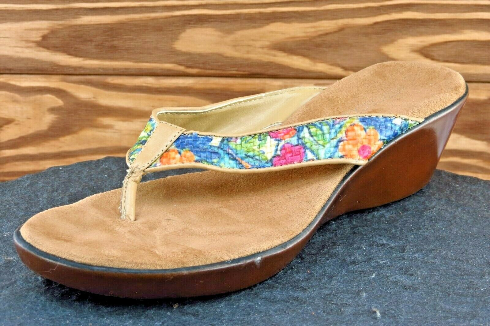 Aerosoles Wide Eyes Size 7.5 M Multicolor Flip Flop Fabric Women Sandal Shoes