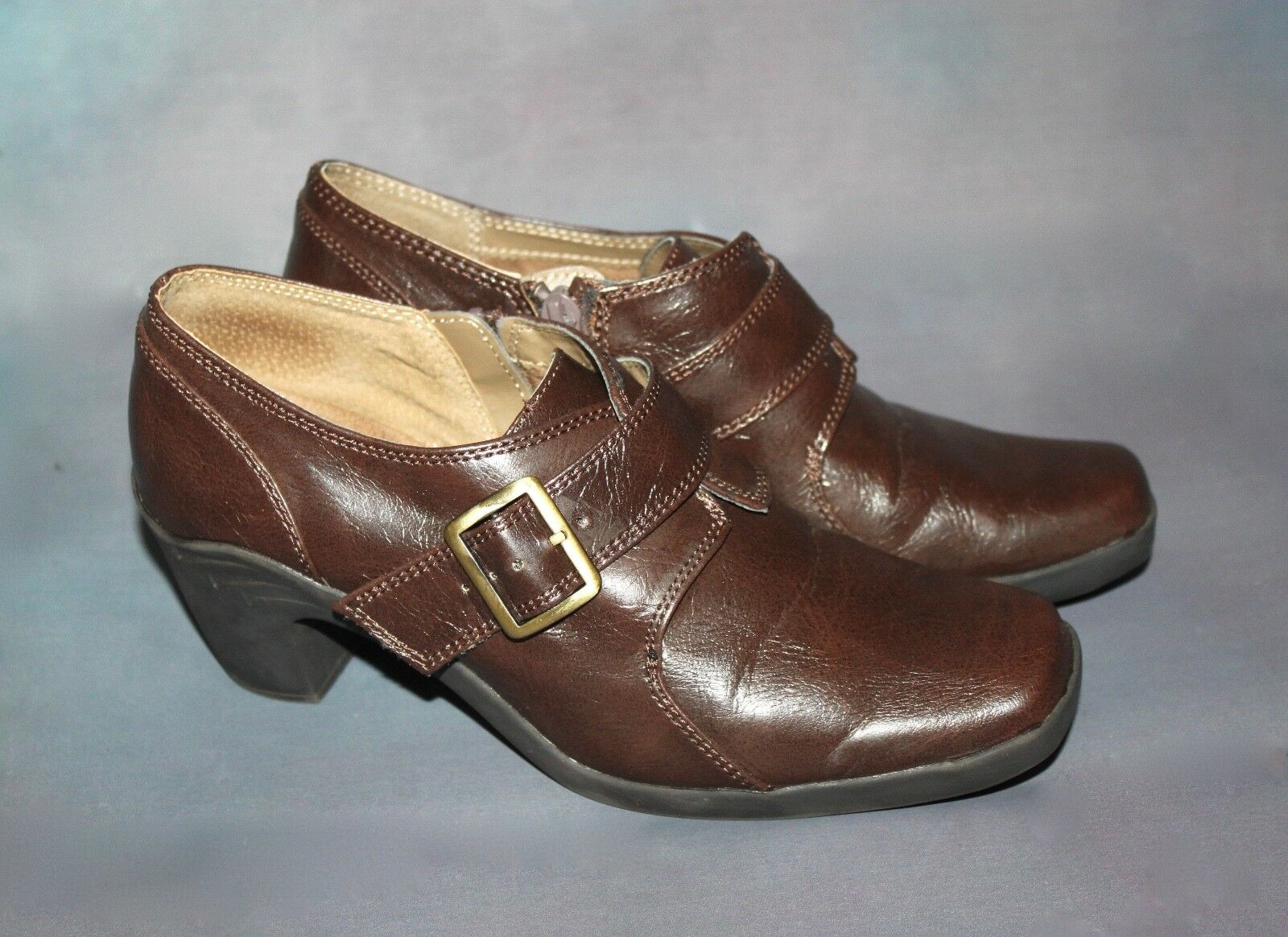 Aerosoles Women's 6.5 Brown Mary Jane Slip On Side Zip Wear to Work Shoes Heels