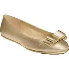 Aerosoles Women's Conversation Ballet Flat Gold Leather Bow Flat Shoes