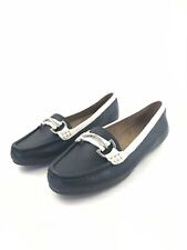 Aerosoles Women's Drive Along Navy Blue White Leather Casual Loafer Shoes NIB