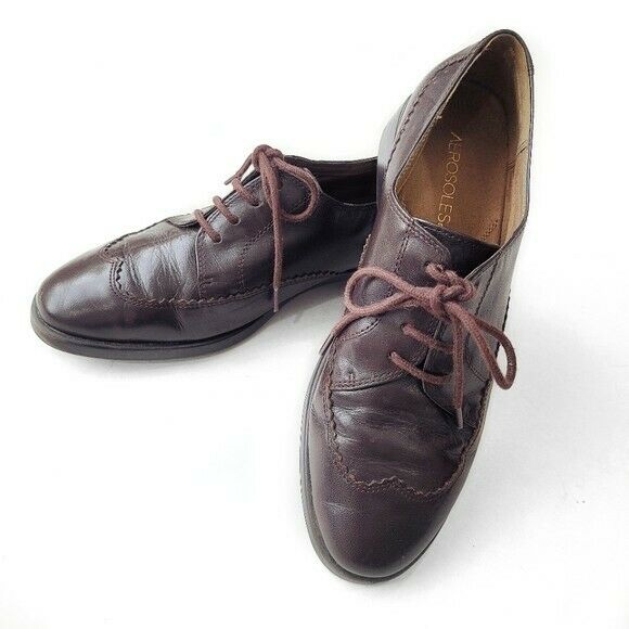 Aerosoles Women's Genuine Leather Brown Lace Up Accomplishment Oxfords Shoes 9M