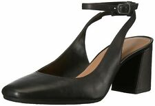Aerosoles Women's NORTHWARD Shoe Black Leather Block Heel Slingback Pumps