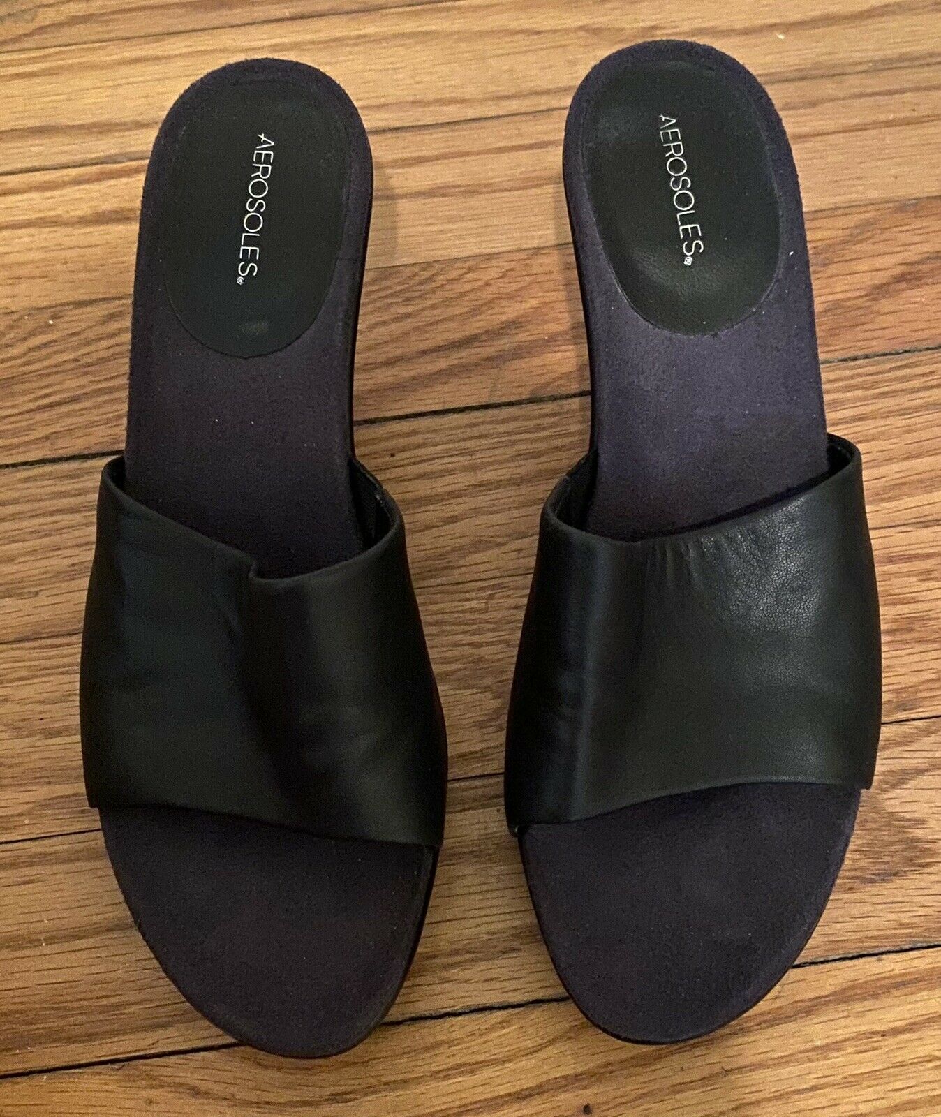 aerosoles women’s shoes sandals heel slip on black size 7.5 Excellent Condition