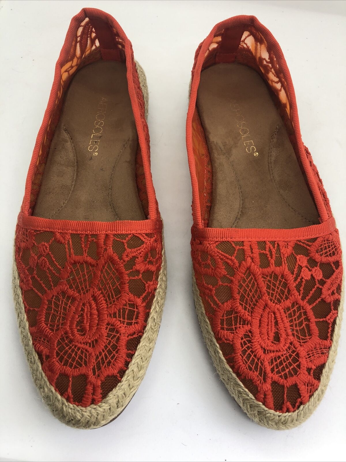 Aerosoles Women's Shoes Trend Report Crochet Red Coral Loafer Espadrilles 7.5