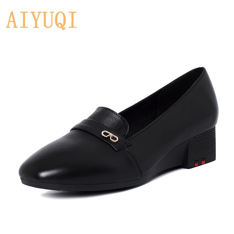 AIYUQI Women Shoes Wedges Spring New Soft-soled Non-slip Genuine Leather Middle-aged Mother Shoes Large Size 35-43 Shoes Women