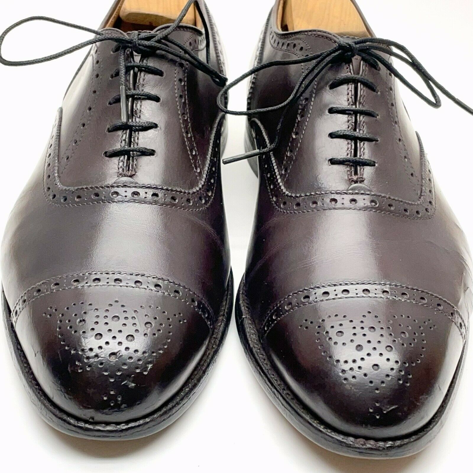 Alden 908 Medallion Cap-Toe Balmoral Burgundy Leather Dress Men's Shoes 10.5 EEE