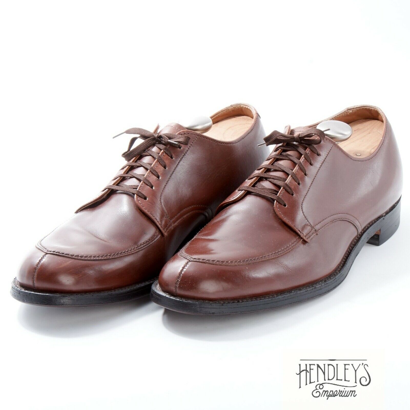 ALDEN Shoes 13 AA Walnut Brown Leather Foot Balance System Split-Toe Derby USA