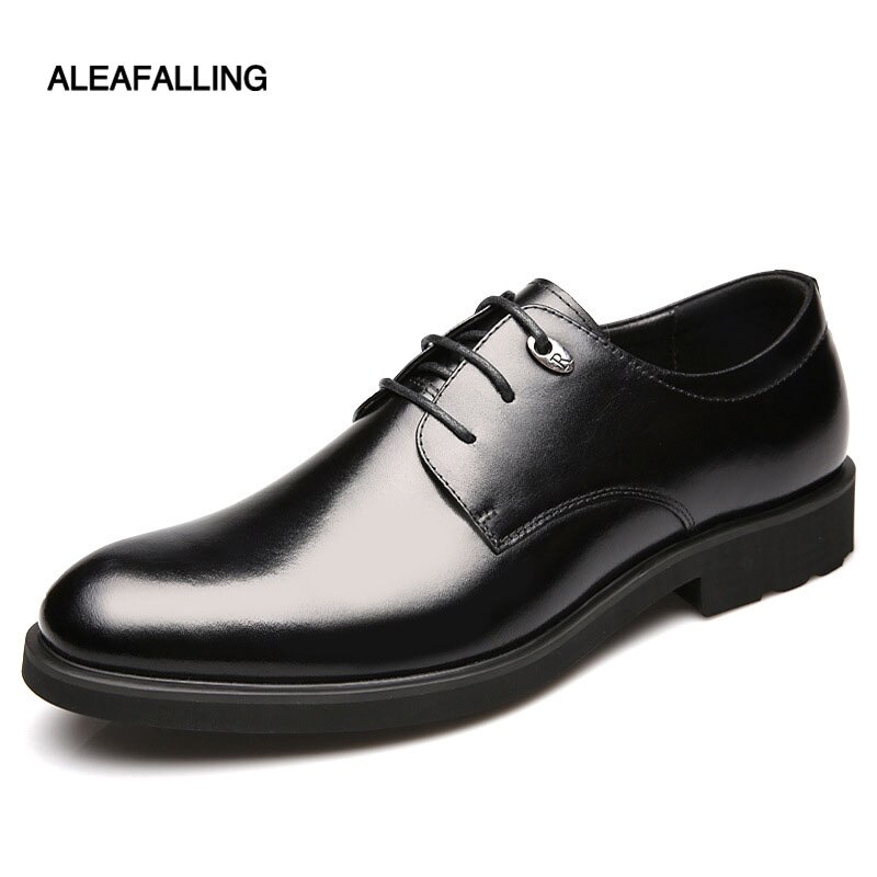 Aleafalling Classical Men's Quality Patent Leather Shoes Zapatos de hombre Size 38-44 Black Leather Soft Man Dress Shoes MDS03