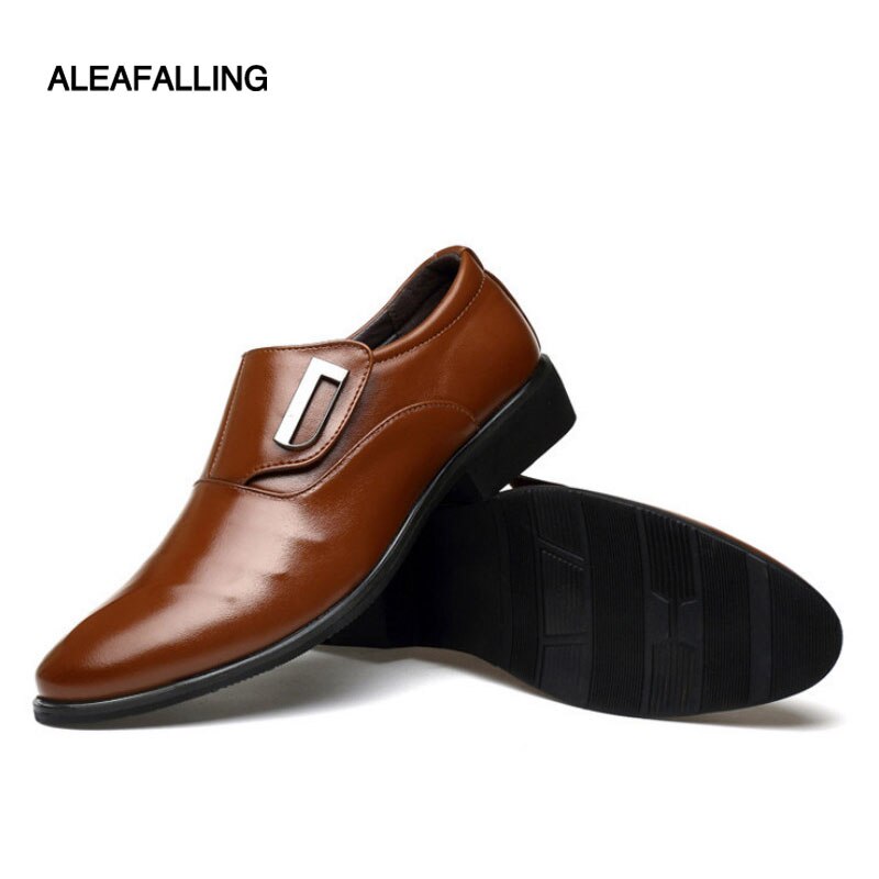 Aleafalling Shinny Hook&Loop Men Formal Shoes Pointed Toe Patent Leather Oxford Shoes For Men Dress Shoes Business 38-48 MDS18