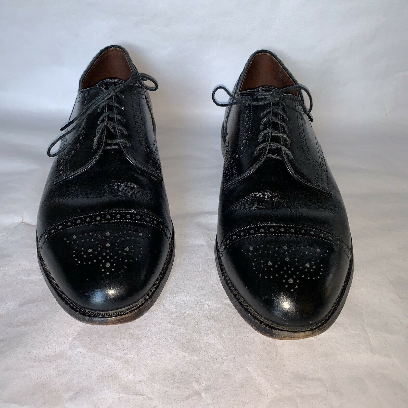Allen Edmonds Sanford Mens Size 12 EEE Black Leather Cap Toe Brogue Dress Shoes