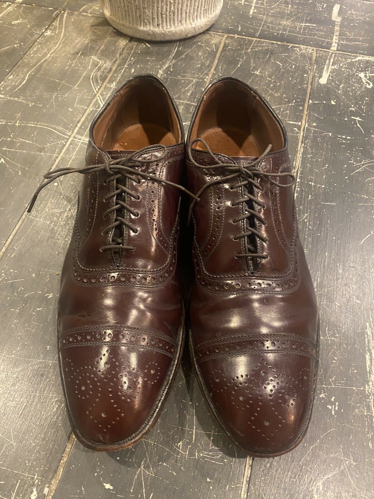 Allen Edmonds Strand Cap-Toe Oxfords Burgundy Dress Shoes Size 11 D