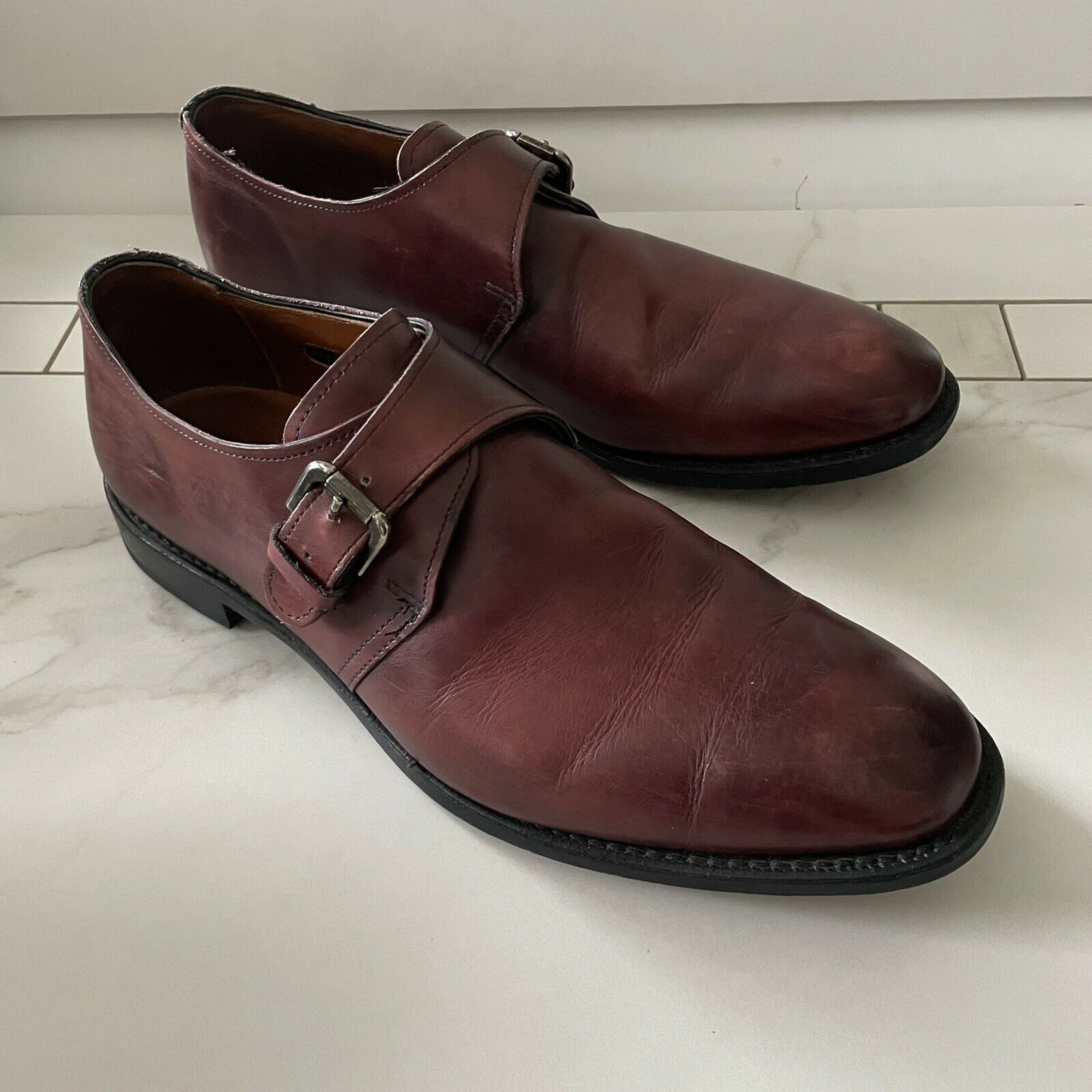 Allen Edmonds Warwick 5751 Oxblood Leather Monk Strap Dress Shoes USA Men 10 D