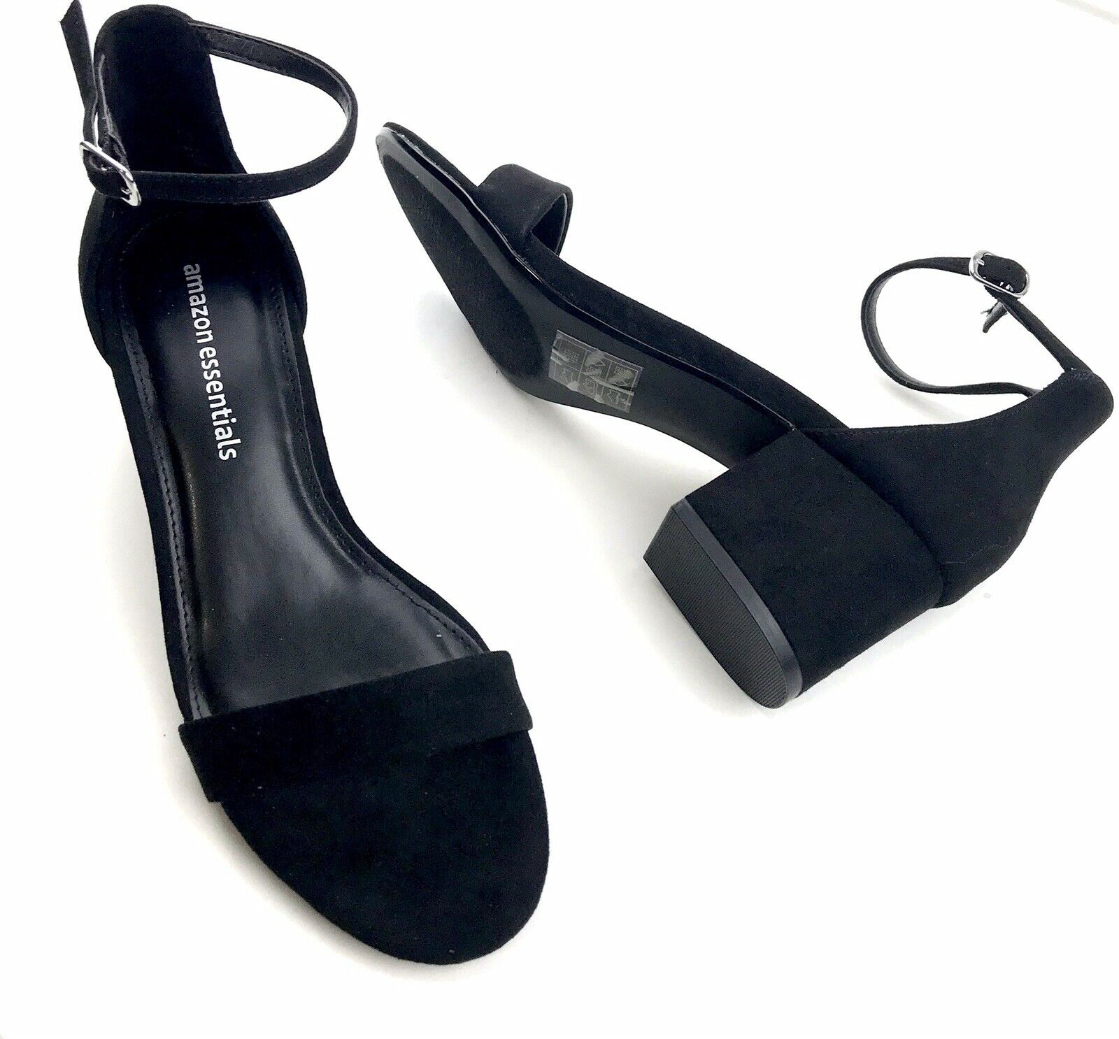 Amazon Essentials Womens Nola Style Black Open Toe Heels Sandals Shoes Size 7