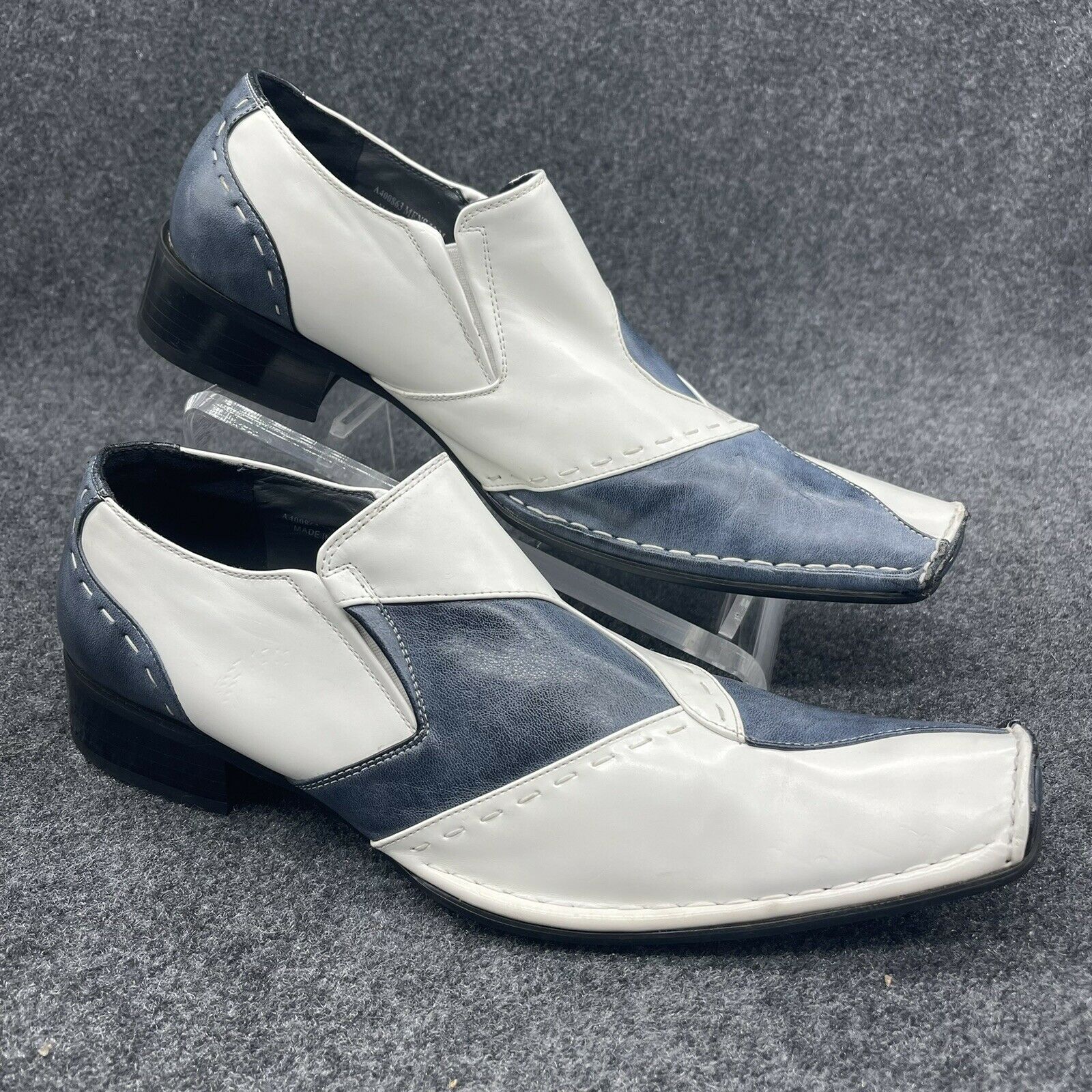 Antonio Zengara Exotic White/ Blue Point Square Toe Dress Shoes Size 12