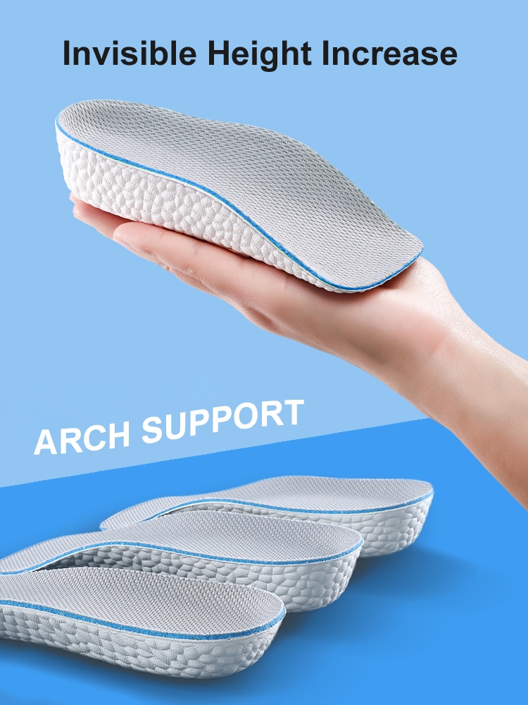 Arch Support Increase Height Insoles Light Weight Soft Elastic Lift for Men Women Shoes Pads 1.5CM 2.5CM 3.5CM Heighten Lift