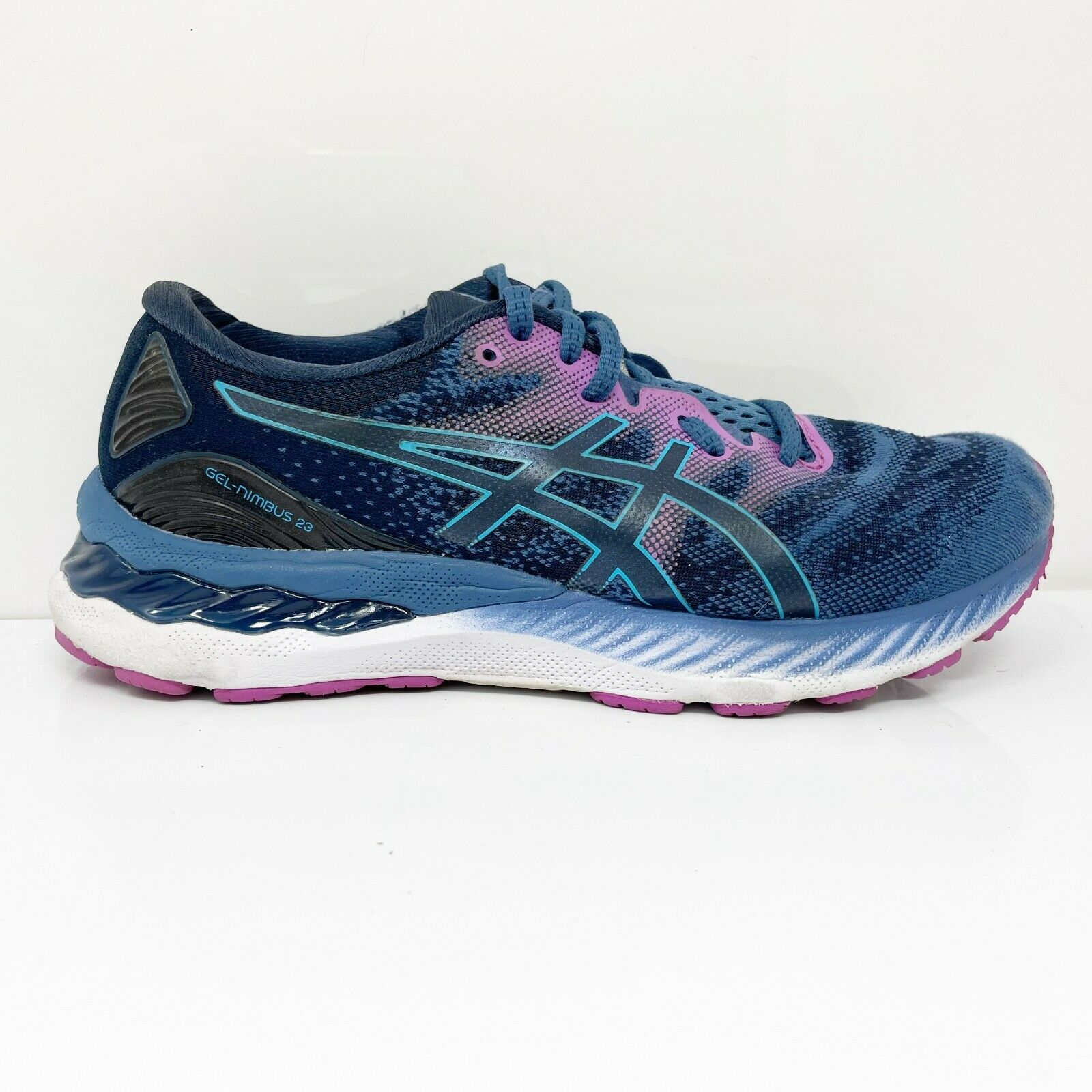 Asics Womens Gel Nimbus 23 1012A884 Blue Running Shoes Sneakers Size 8 Wide
