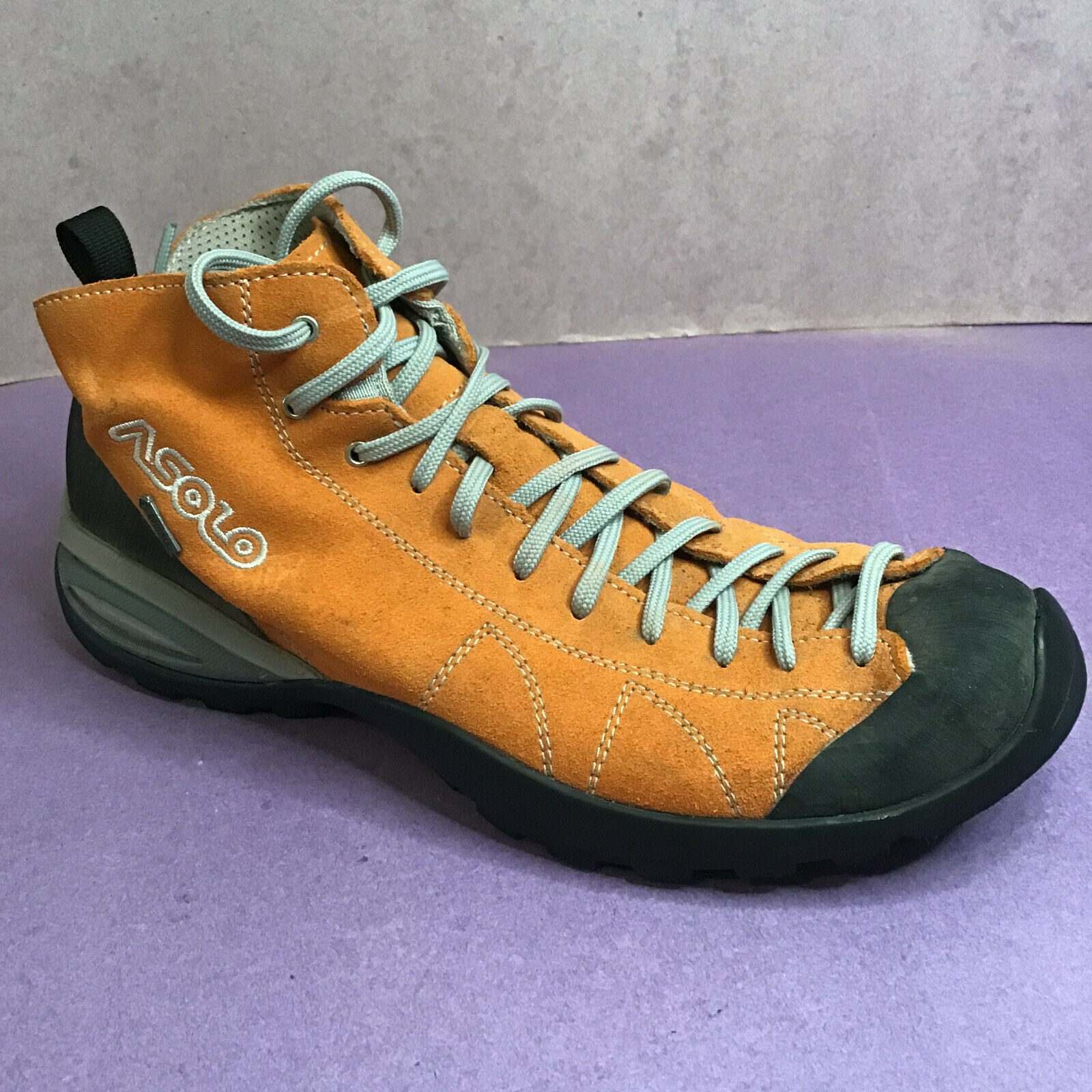 Asolo Cactus Men's Size 10.5 Gore-Tex Orange Suede Hiking Boots Vibram