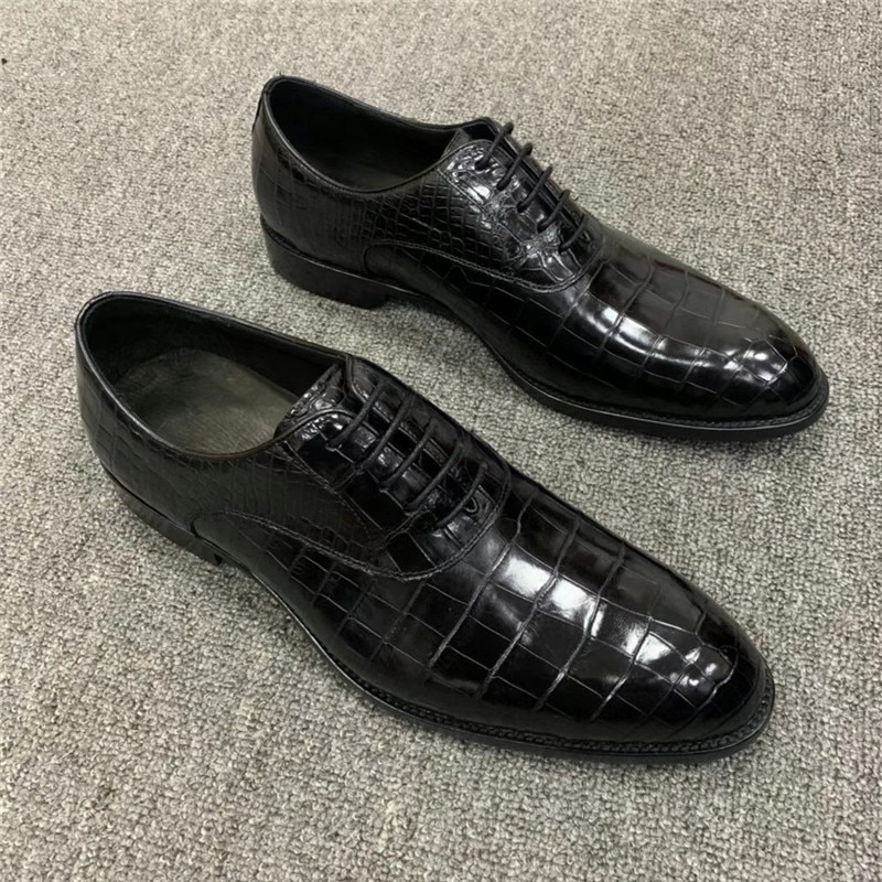Authentic Exotic Crocodile Skin EU Size Men's Office Formal Oxfords Genuine Alligator Leather Male Lace-up Wedding Dress Shoes