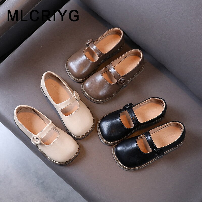 Autumn Kids Princess Shoes Baby Girls Brand Flats Children Black Dress Shoes Toddler Soft Shoes Pu Leather Shoes Mary Jane New