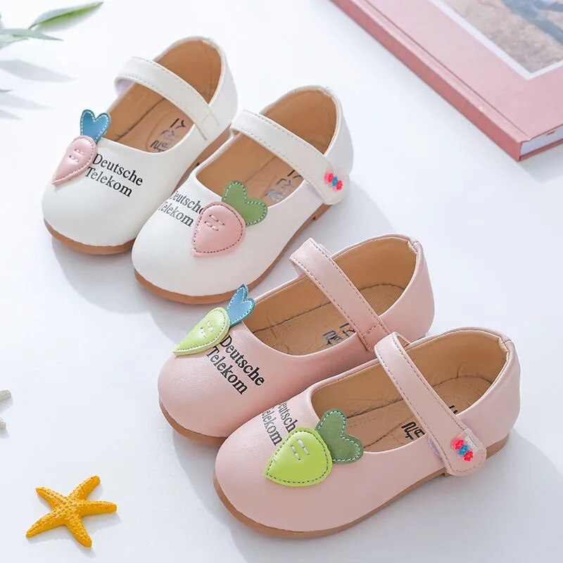Autumn New Girls Cartoon Princess Single Shoes For Toddler Baby Children's Kids Flat Floral Dress Shoes 2021 White Pink 1-7 Year
