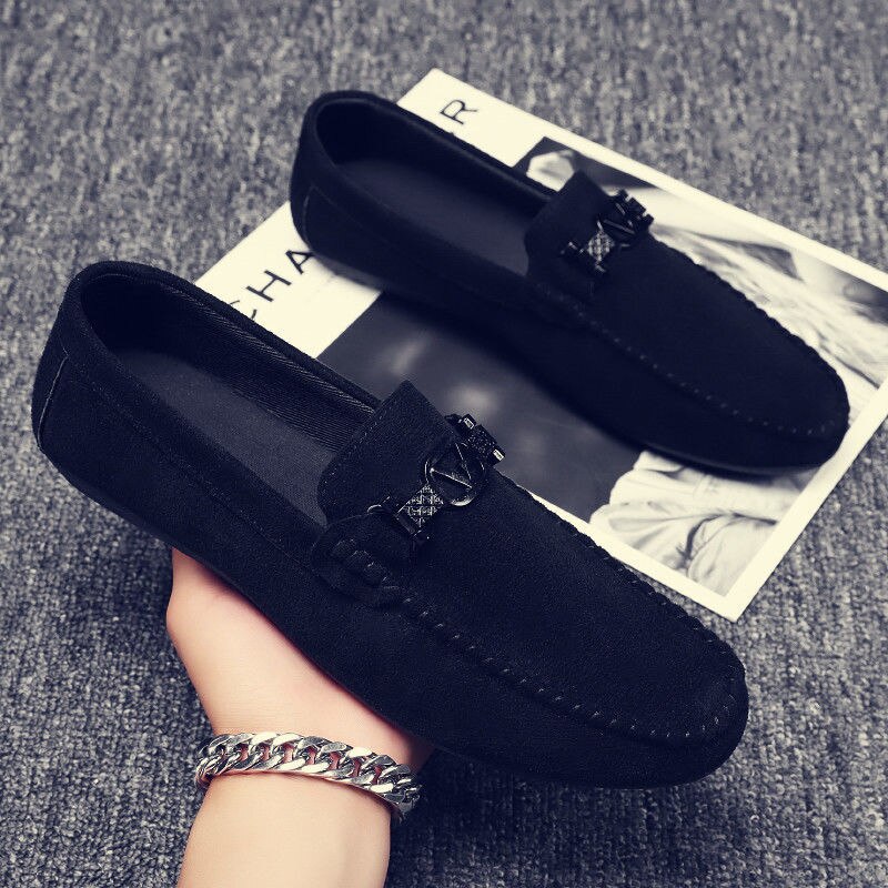 Autumn Suede Leather Shoes Men Flats Slip on Male Loafers Driving Moccasins Men Casual Shoes Fashion Dress Wedding Footwear