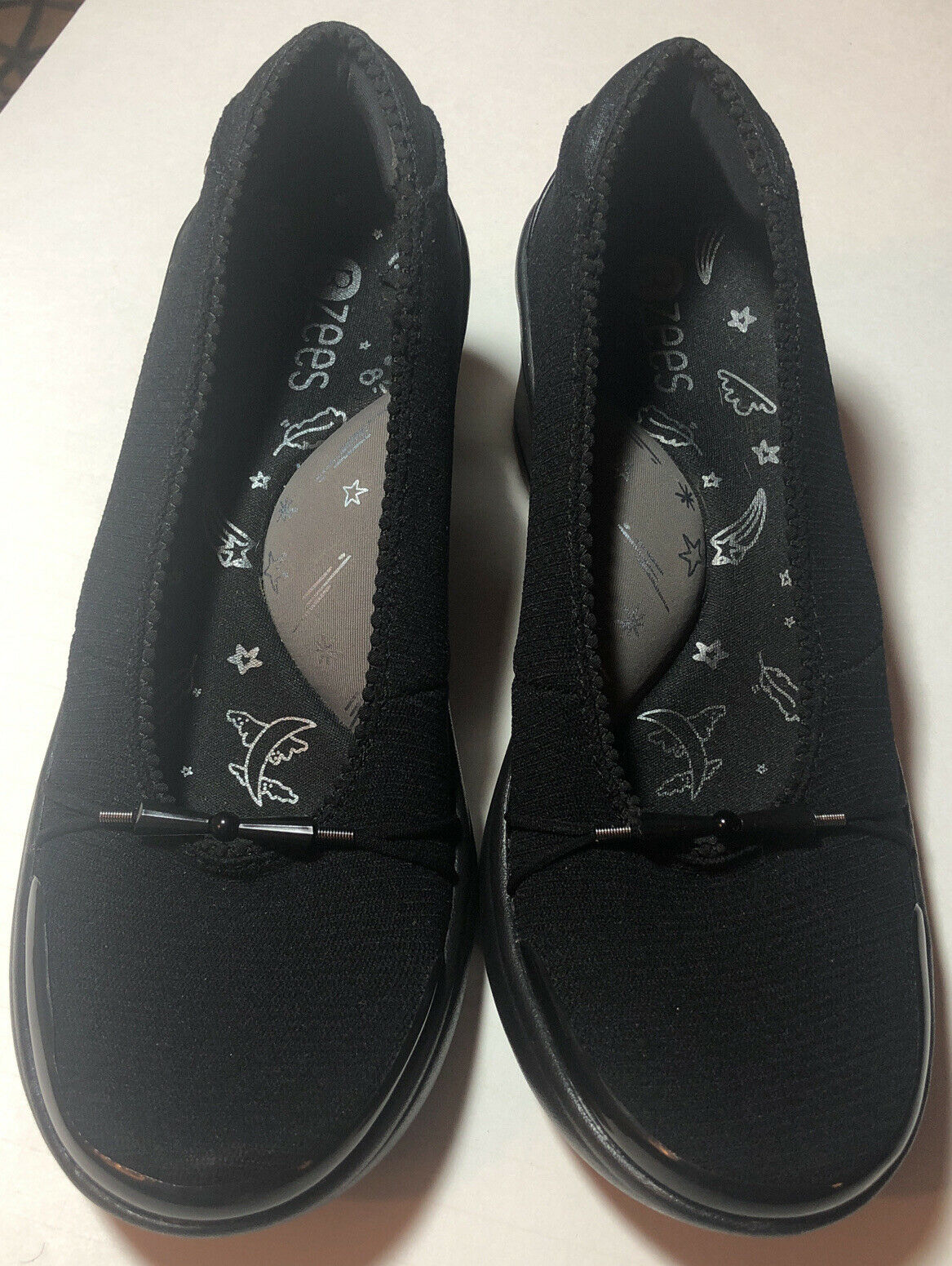 B Zees Black Fabric Loafer Walking Slip On Shoes.Size 7M