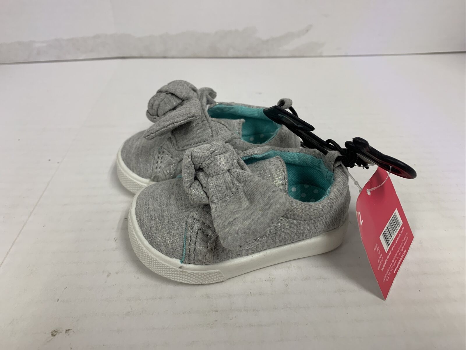 Baby Girl Shoes By Garanimals Grey Canvas, Bow,Size 2 NWT