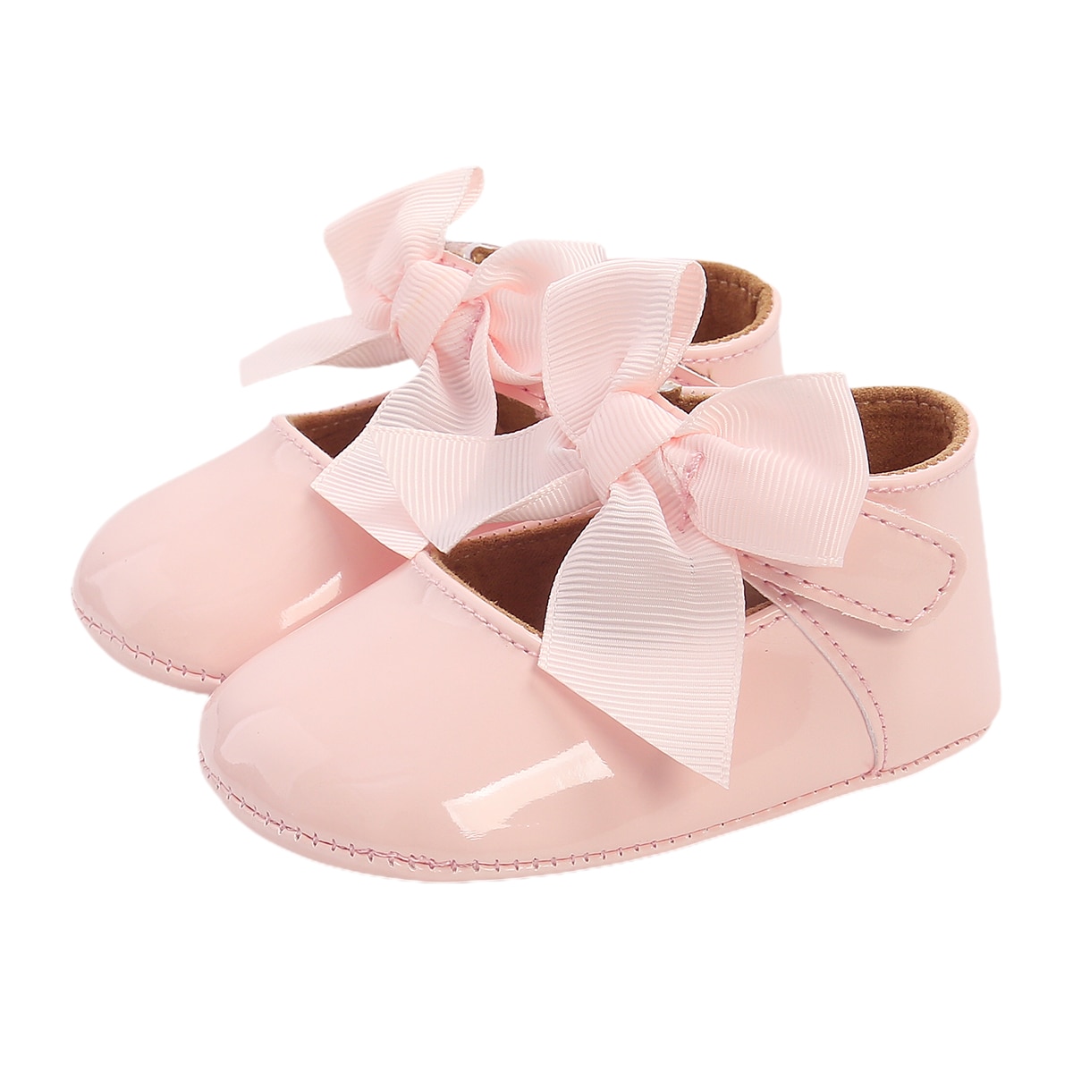 Baby Girls Solid First Walker Shoes Infant Newborn Soft Sole Bow Knot Princess Dress Mary Jane Flats Prewalker Shoes 0-18M