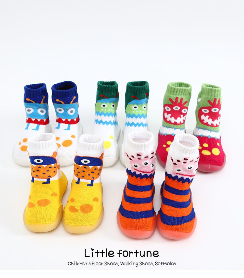 Baby Toddler Winter FloorAnti-Dropping Heel Kid's Warm Socks Walking Shoes 5Sizes 5Colors PMENGCHU