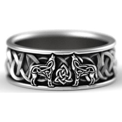 Bagues pour hommes, anneau de mythologie nordique Fenrisulfr, rétro Viking, nœud celtique, Totem,