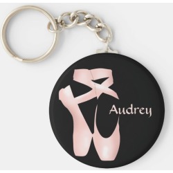 Ballet Ballerina Pink Pointe Shoes Custom Basic Keychain, Adult Unisex, Size: 2.25", Rosy Brown / Misty Rose / Sea Shell
