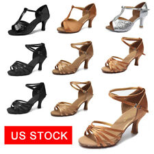 Ballroom Latin Dance Shoes For Women Girls Tango heeled Salsa Shoes US Stock