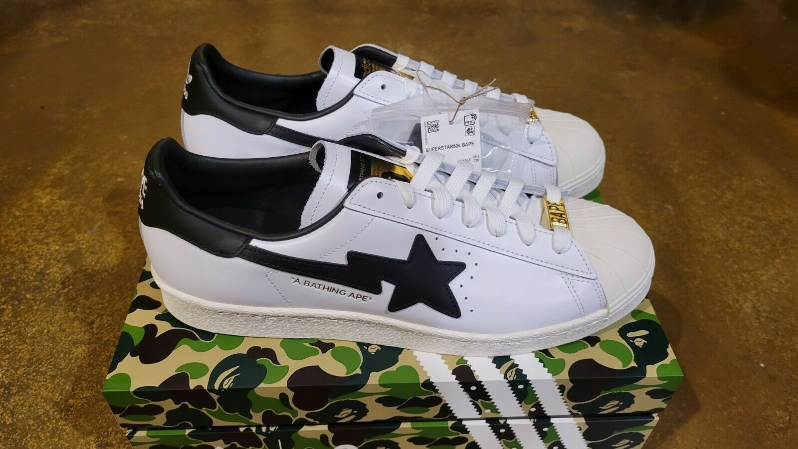 Bape X Adidas Superstar 80s Shoes White Black GZ8980 A Bathing Ape Men's Size 11