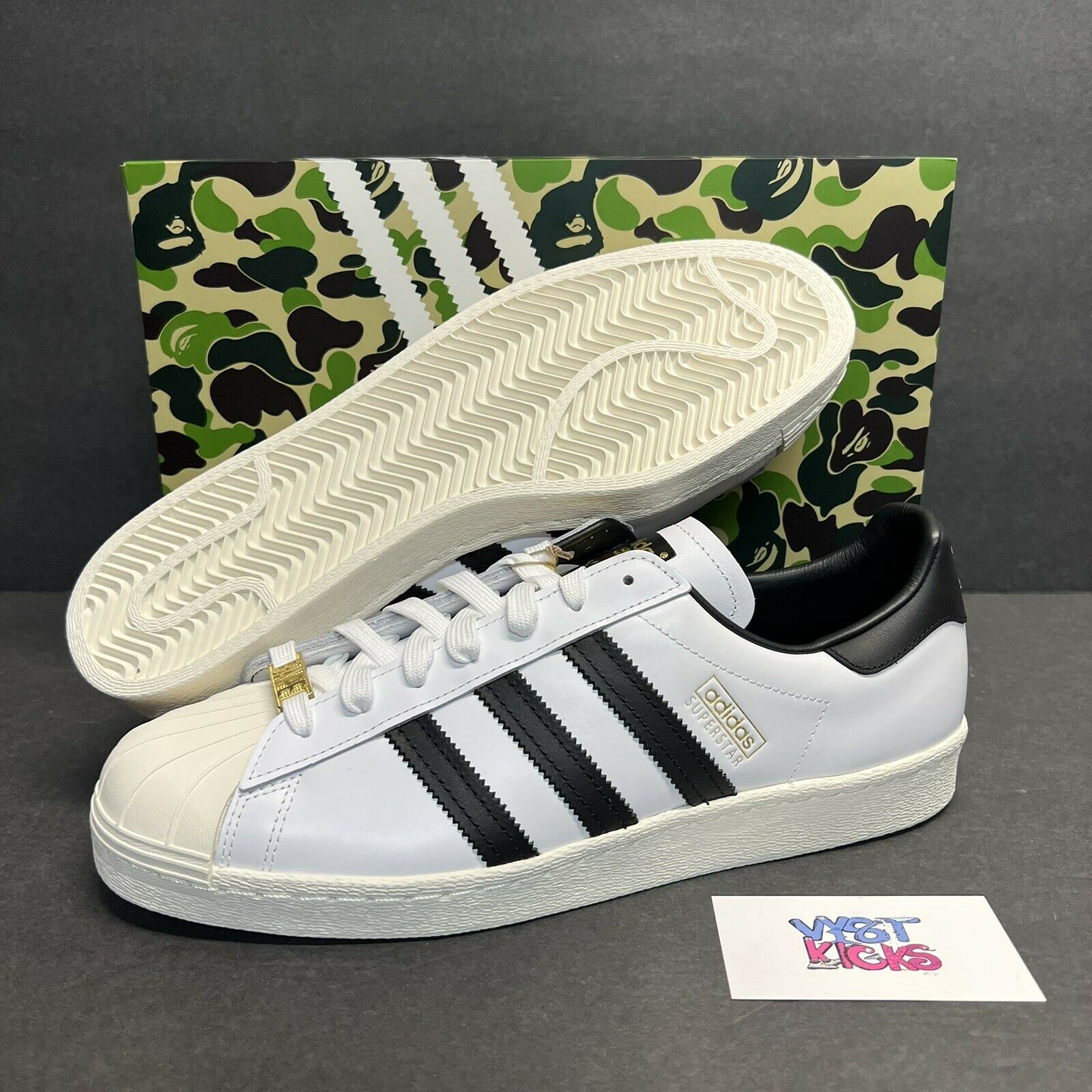 Bape x Adidas Superstar 80s Shoes White Black GZ8980 Men Size 11.5 BRAND NEW