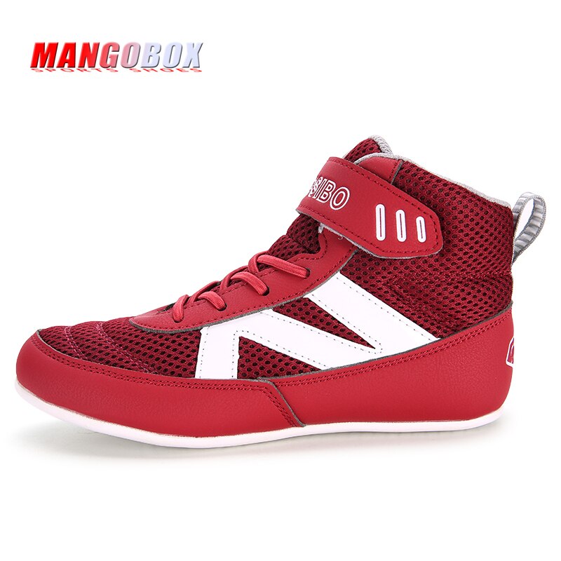 Best Selling Kids Boy Wrestling Shoes White Red Youth Boxing Boots Anti Slip Children Wrestling Sneakers High Top Fighting Shoe