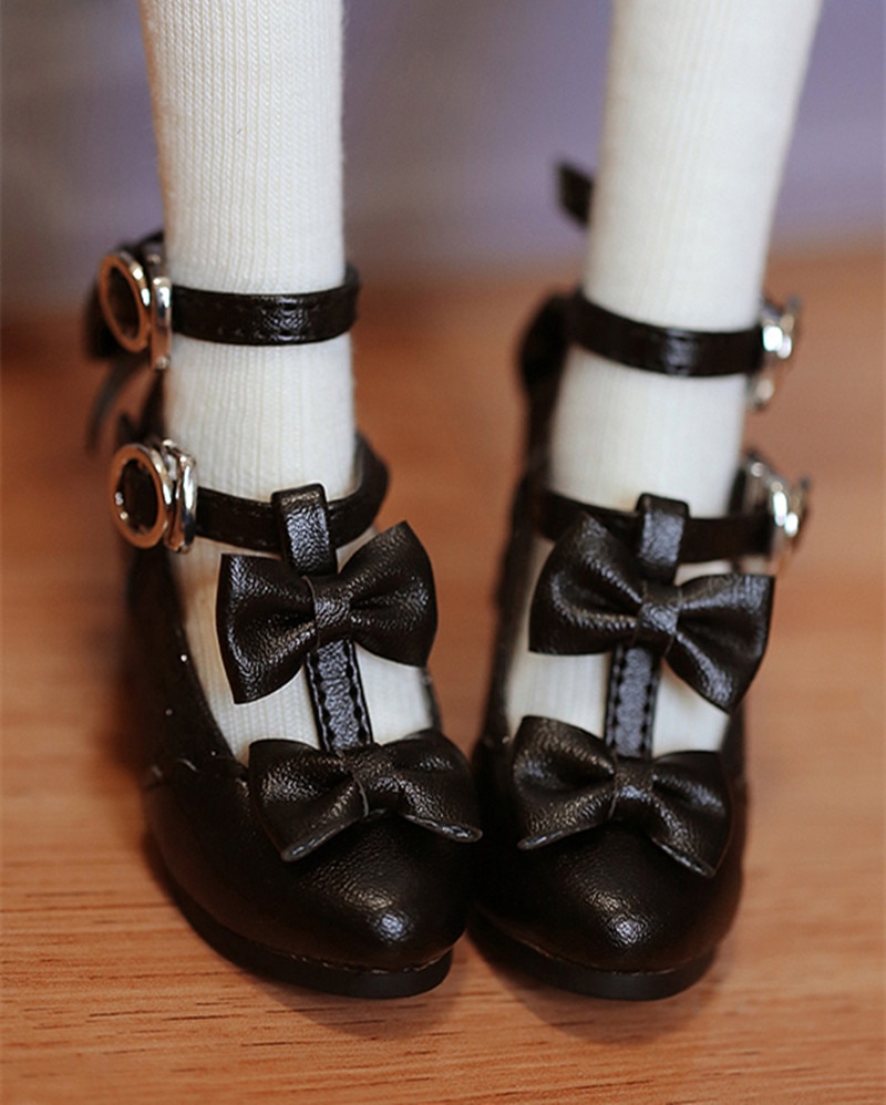 BJD doll shoes are suitable for 1/3 1/4 dress bow-tie double-button shoes high-heeled shoes small shoes doll accessories