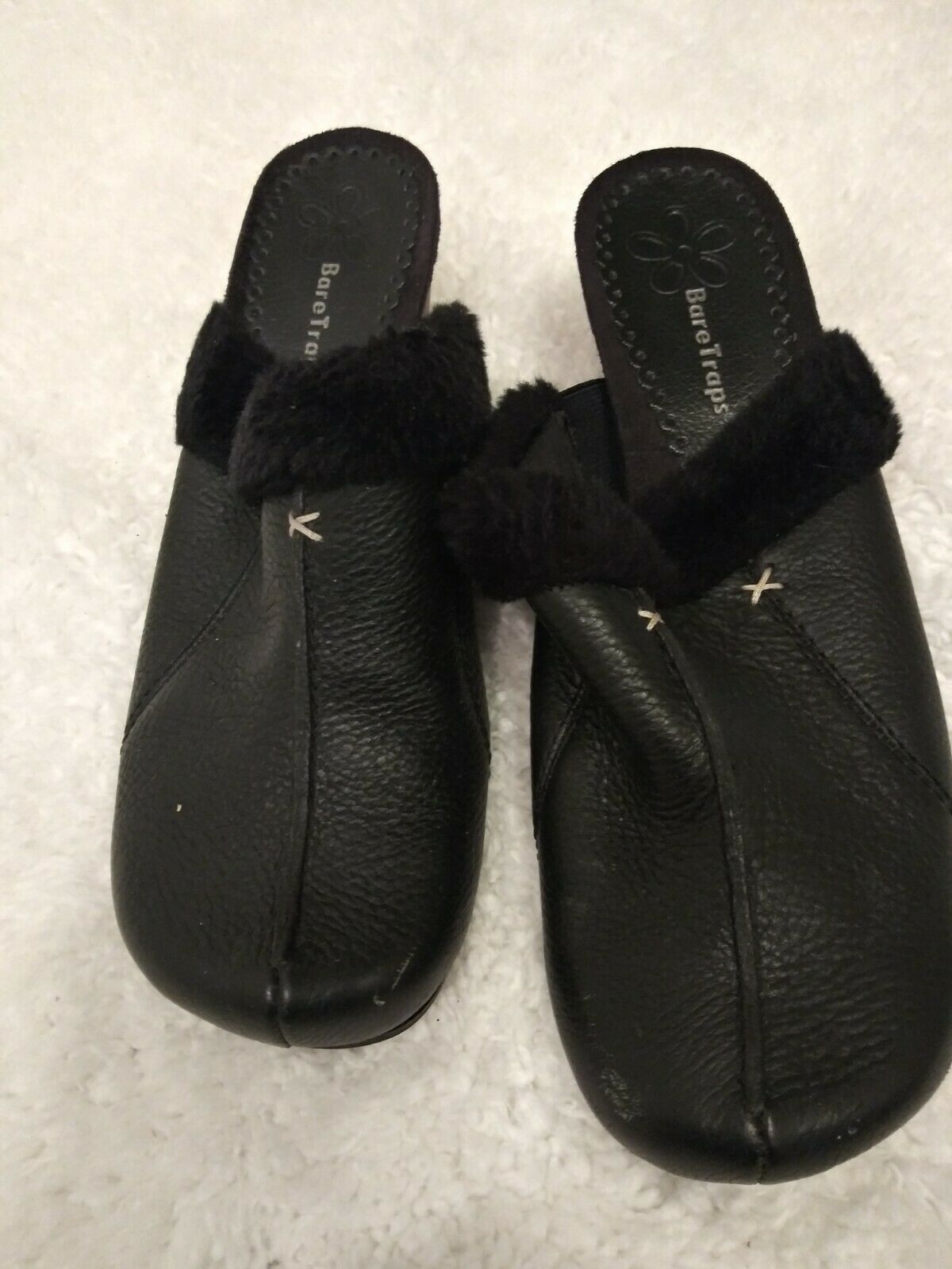 Black Platform Shoes With Fur Trim Size 7