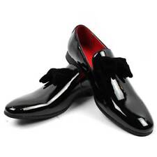 Black Tuxedo Dress Shoes Slip On Mens Loafer Patent Velvet Bow Tie Top AZAR MAN