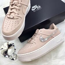 Bling Nike Air Force 1 Sage XX Low Shoes w/Swarovski Crystal Swoosh Particle Bge