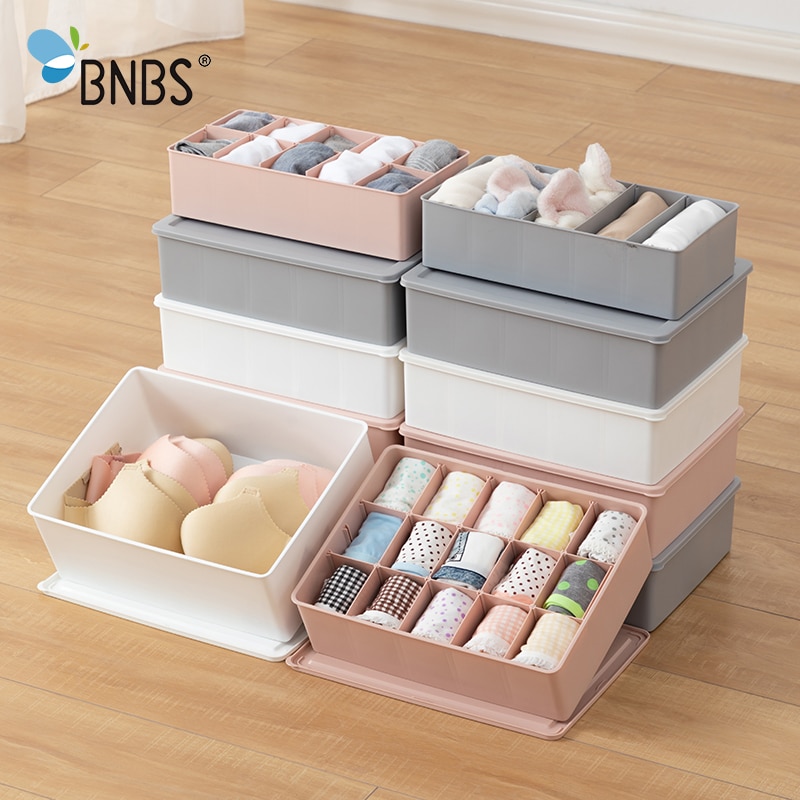 BNBS Closet Underwear Organizer Storage Bra Clothes Boxes Plastic Dividers For Drawers Wardrobe Organizations Storage Separators