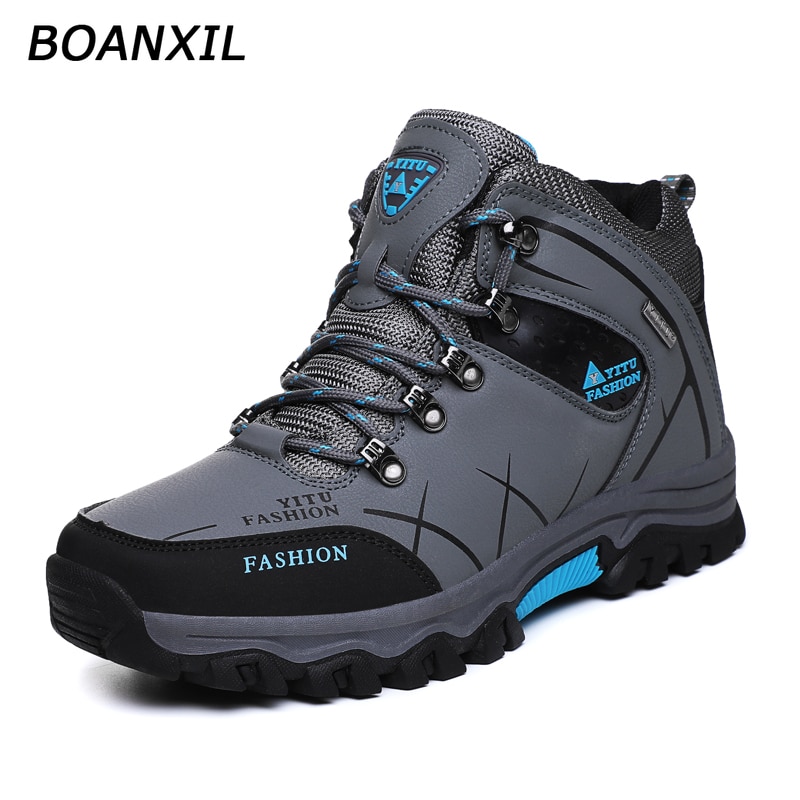 BOANXIL Men Fashion High-top Shoes Men's Warm Outdoor Sneakers Casual Snow Boots Ankle Male Walking Cotton Shoes Size39-47