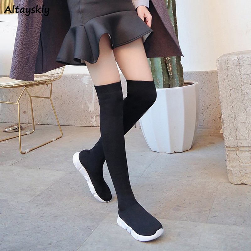 Boots Women Solid Sexy Comfortable High Quality Office Ladies Fashion Vintage Korean Style Womens Shoes Chic Simple New Stretchy