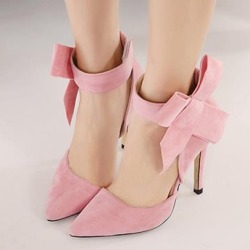 Bowknot Closed Toe High Heel Womens Prom Shoes (Plus Size Available)