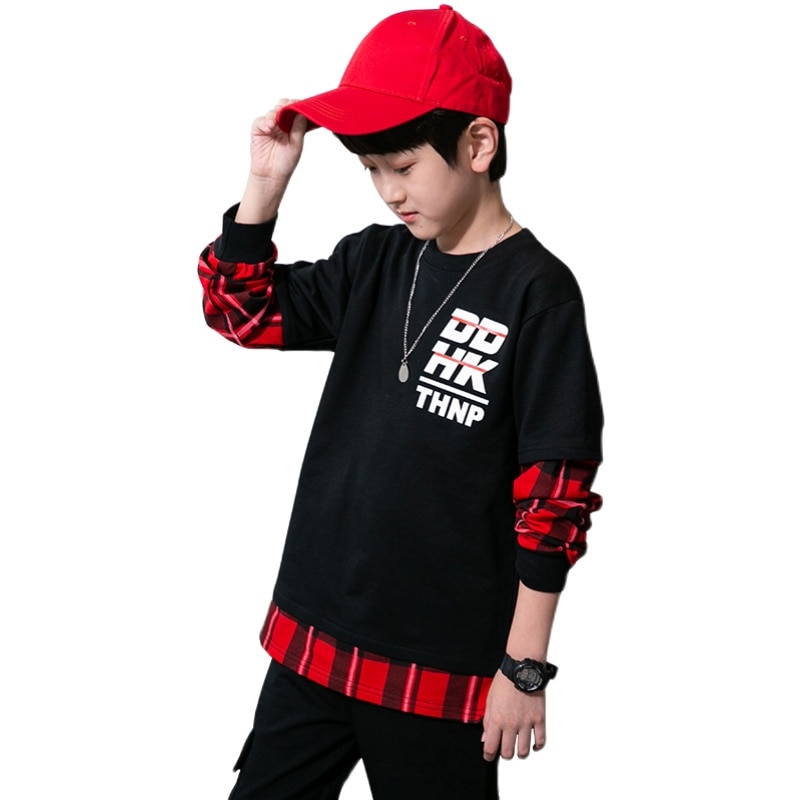 Boys Clothes Sets Childrens Tracksuit Long Sleeve Children Clothing Korean Casual Plaid Stitching Kids Boys Sportwear