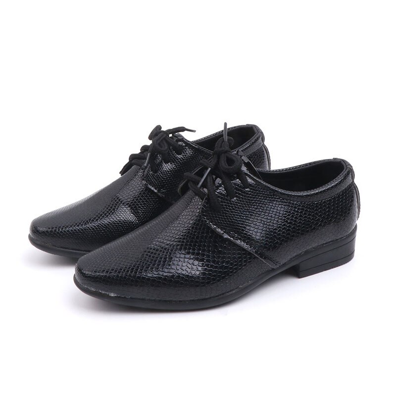Boys Formal Shoes Kids School Youth Artificial PU Leather Lace Up Wedding Kids Dress Shoes Black For 1-16 Year Children Sneakers