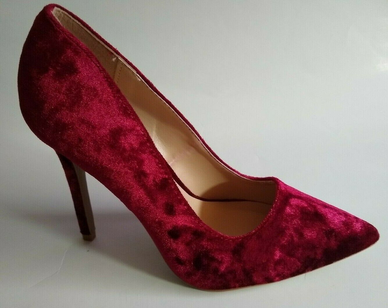 BRAND NEW QUPID Size 6 Red Wine Velvet Pointed Toe High Heel Pumps Shoes