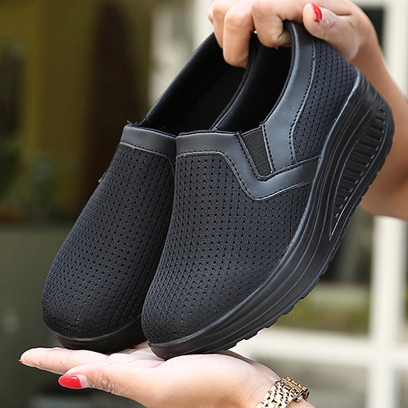 Breathable wedges shoes woman 2021 fashion comfotable mesh platform solid casual shoes women sneakers plus size new arrival