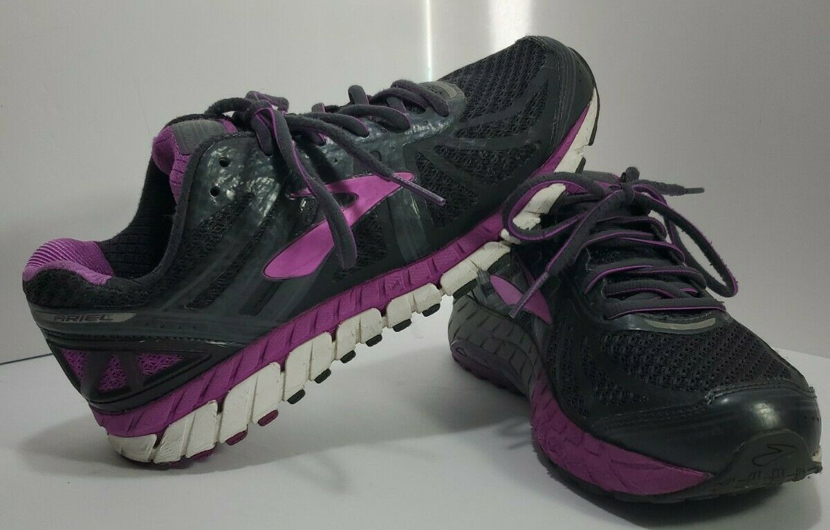 Brooks Ariel 16 Gray Purple Women Athletic Walking Running Shoes Size 9.5.