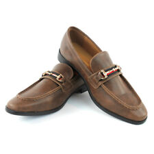 Brown/Cognac Buckle Slip On Moccasins Men's Dress Fashion Shoes Casual PUCCI