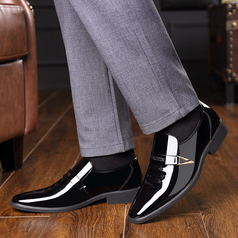 Business Men Loafers Shoes Classic Leather Men'S Suits Shoes Fashion Lace-up Breathable Dress Shoes Non-slip Formal Footwear